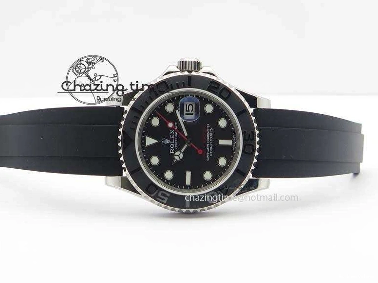 0418 ModernLook Yacht-Master 116655 SS JF Best Edition Ceramic Bezel On Rubber Strap SA 3850